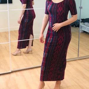 Boho maxi dress multicolor tribal design